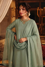 Rozaib Muted Sage Green Straight Long Shirt – 3 Piece Set