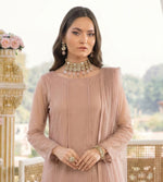 Rozaib Rose Peach Panel Net Kurta – Seam Piping Edition (3 Piece)