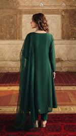 Rozaib Bottle Green A-Line Kurta – 3 Piece Set
