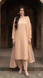 Rozaib Champagne Peach Minimal Kalidaar – 3 Piece Set