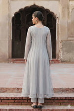 Rozaib Moonlight Silver Maxi Pishwas – Panel Piping Edition (3 Piece)