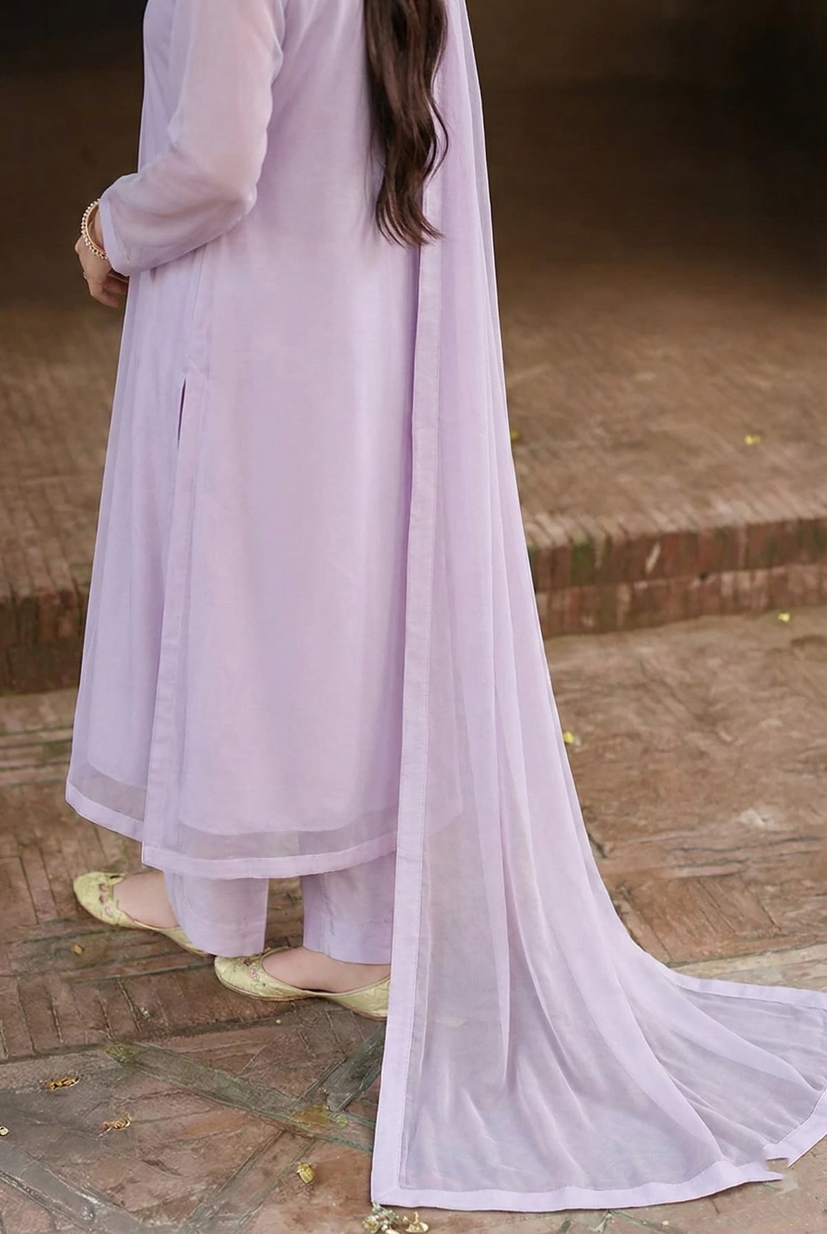 Rozaib Ice Lilac A-Line Net Kurta – 3 Piece Set