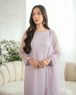 Pearl Lilac Straight Kurta – Sleeve Piping Detail