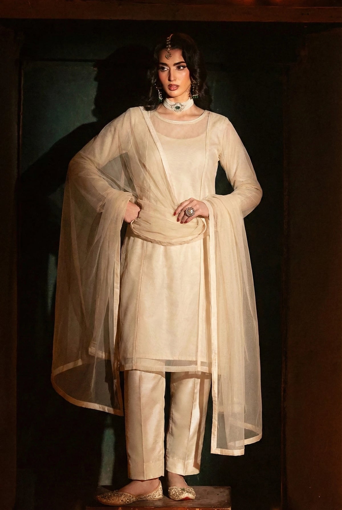 Cream Beige Panel Shirt – Bareeze Net Clean Cut Set