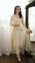 Vanilla Cream Straight Kurta – Bareeze Net Core Set