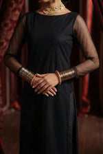 Coal Black High Slit Kurta – Bareeze Net Core