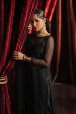 Coal Black High Slit Kurta – Bareeze Net Core