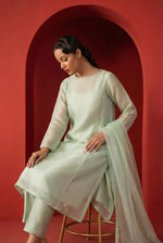 Pastel Green A-Line Organza Kurta – Luxury Minimal Core