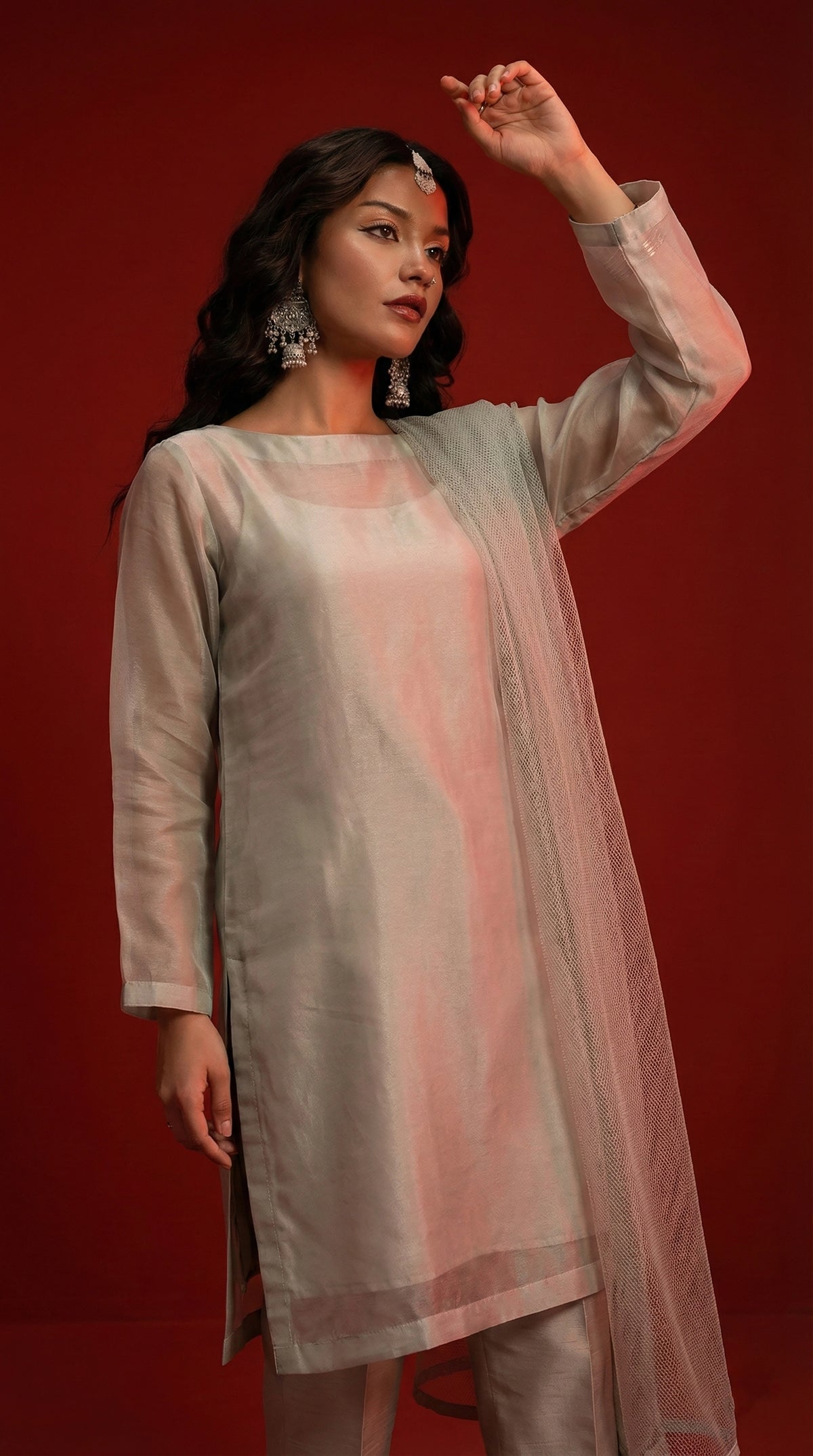 Light Zinc Straight Organza Shirt – Luxury Minimal Core