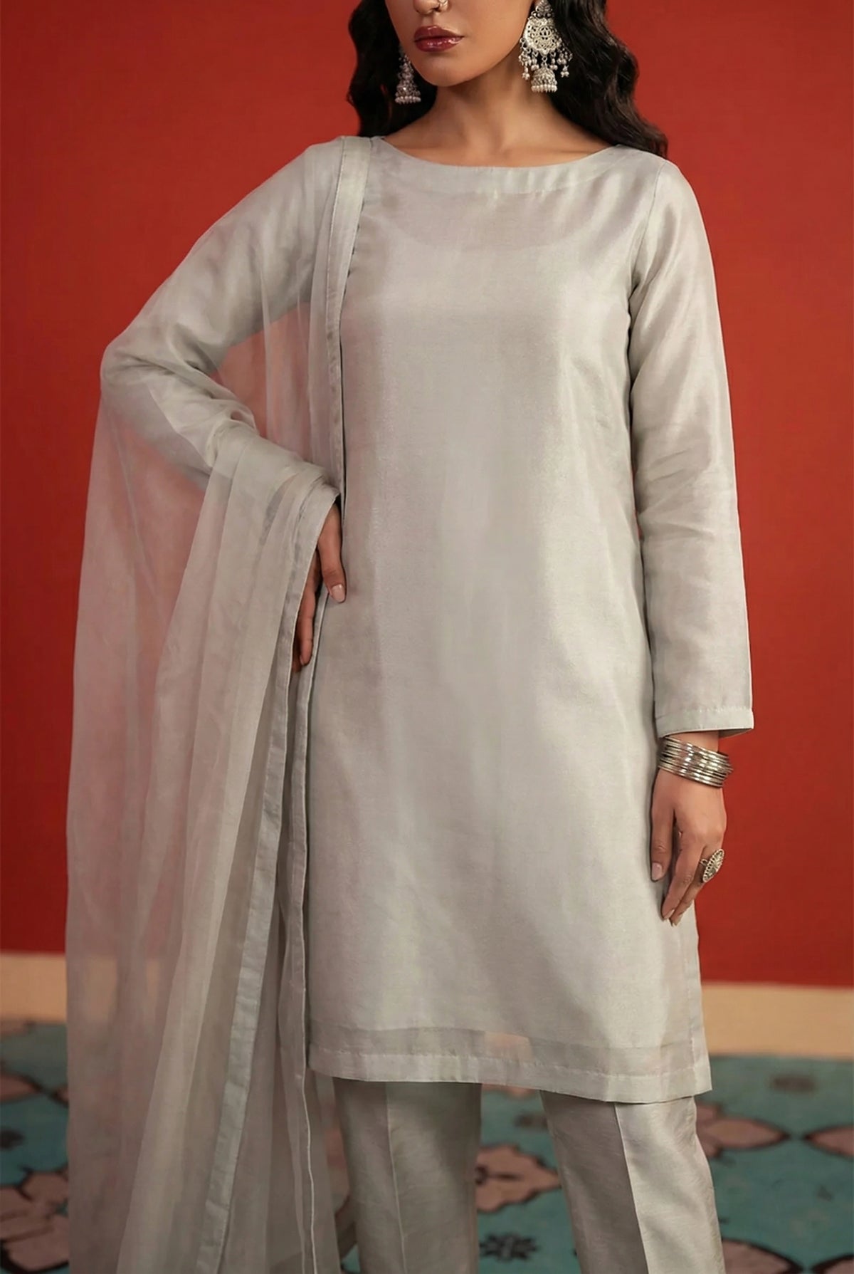 Light Zinc Straight Organza Shirt – Luxury Minimal Core