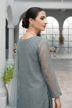 Smoke Zinc Panel Organza Kurta – Luxury Minimal Core