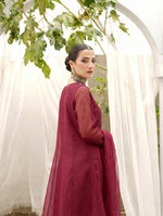 Maroon Long Organza Light Flare Frock Set