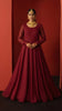Wine Red Front Slit Chiffon Frock Set