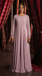 Mauve Lilac Front Slit Chiffon Frock Set