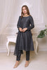Deep Charcoal Front Slit Chiffon Frock Set