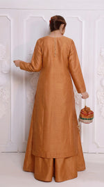 Soft Bronze Front Slit Chiffon Frock Set