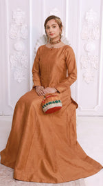 Soft Bronze Front Slit Chiffon Frock Set