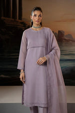 Purple Luxury Organza Front Slit Frock Set