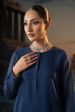 Midnight Blue Front Slit Chiffon Frock Set