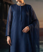 Midnight Blue Front Slit Chiffon Frock Set