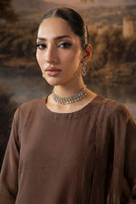 Chocolate Truffle Front Slit Chiffon Frock Set