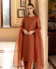 Burnt Sienna Luxury Chiffon Front-Slit Frock Set