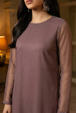 Dusty Plum Front Slit Chiffon Frock Set