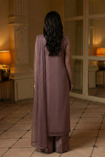 Dusty Plum Front Slit Chiffon Frock Set