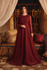 Maroon Long Organza Light Flare Frock Set