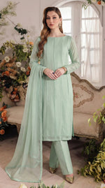 Rozaib Mint Pista Panel Shirt – 3 Piece Set