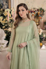 Rozaib Soft Pistachio A-Line Net Kurta – 3 Piece Set