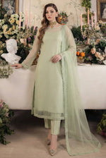 Rozaib Soft Pistachio A-Line Net Kurta – 3 Piece Set