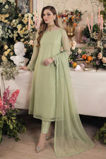 Rozaib Soft Pistachio A-Line Net Kurta – 3 Piece Set