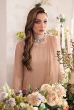 Rozaib Nude Peach A-Line Net Kurta – 3 Piece Set