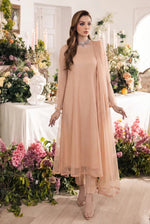 Rozaib Nude Peach A-Line Net Kurta – 3 Piece Set