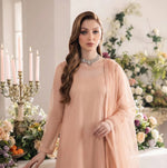 Rozaib Nude Peach A-Line Net Kurta – 3 Piece Set